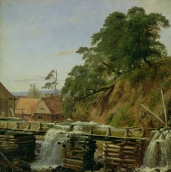Un moulin à eau à Christiania, vers 1834